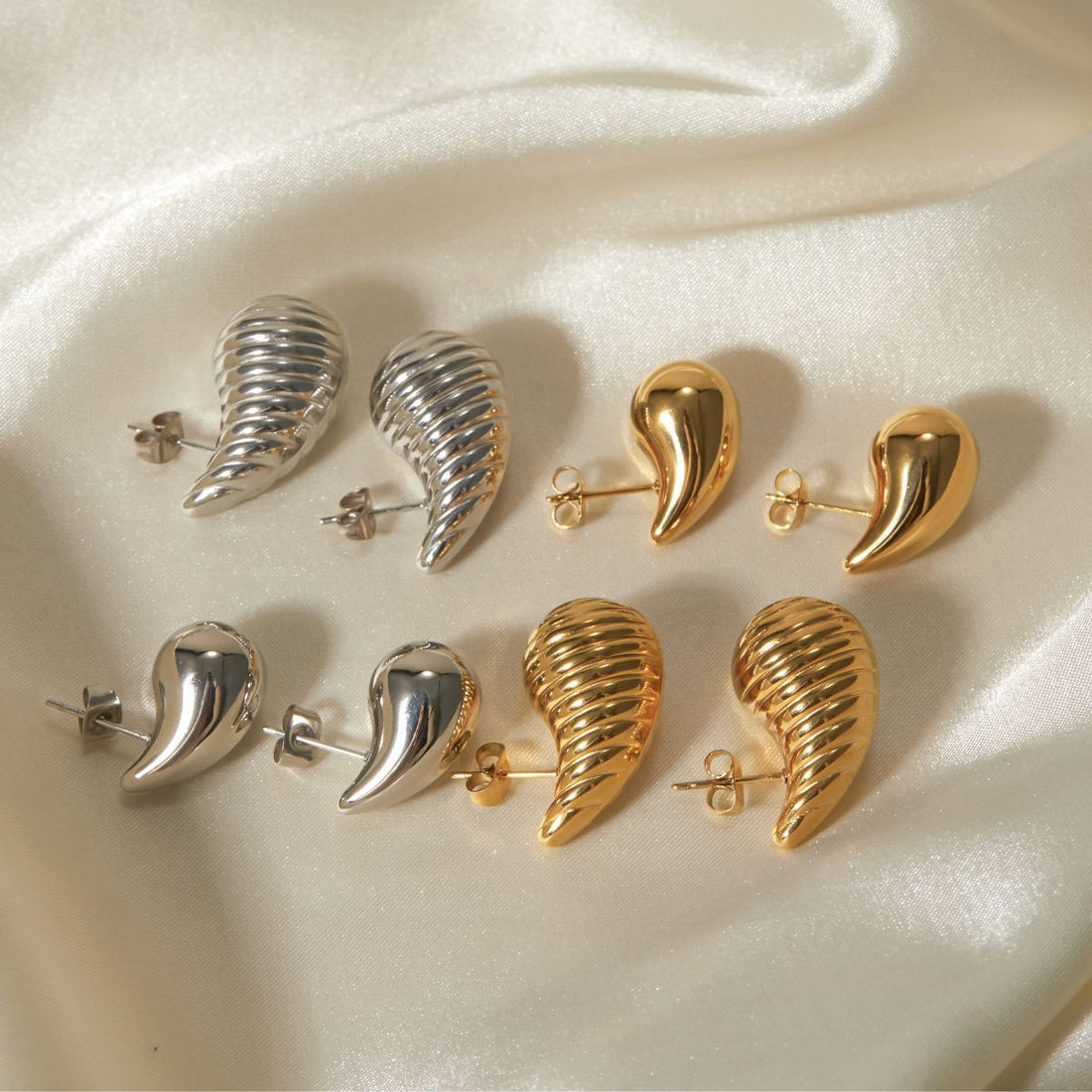 Damari Sculpted Waterdrop Earrings [I8EB8KDN]