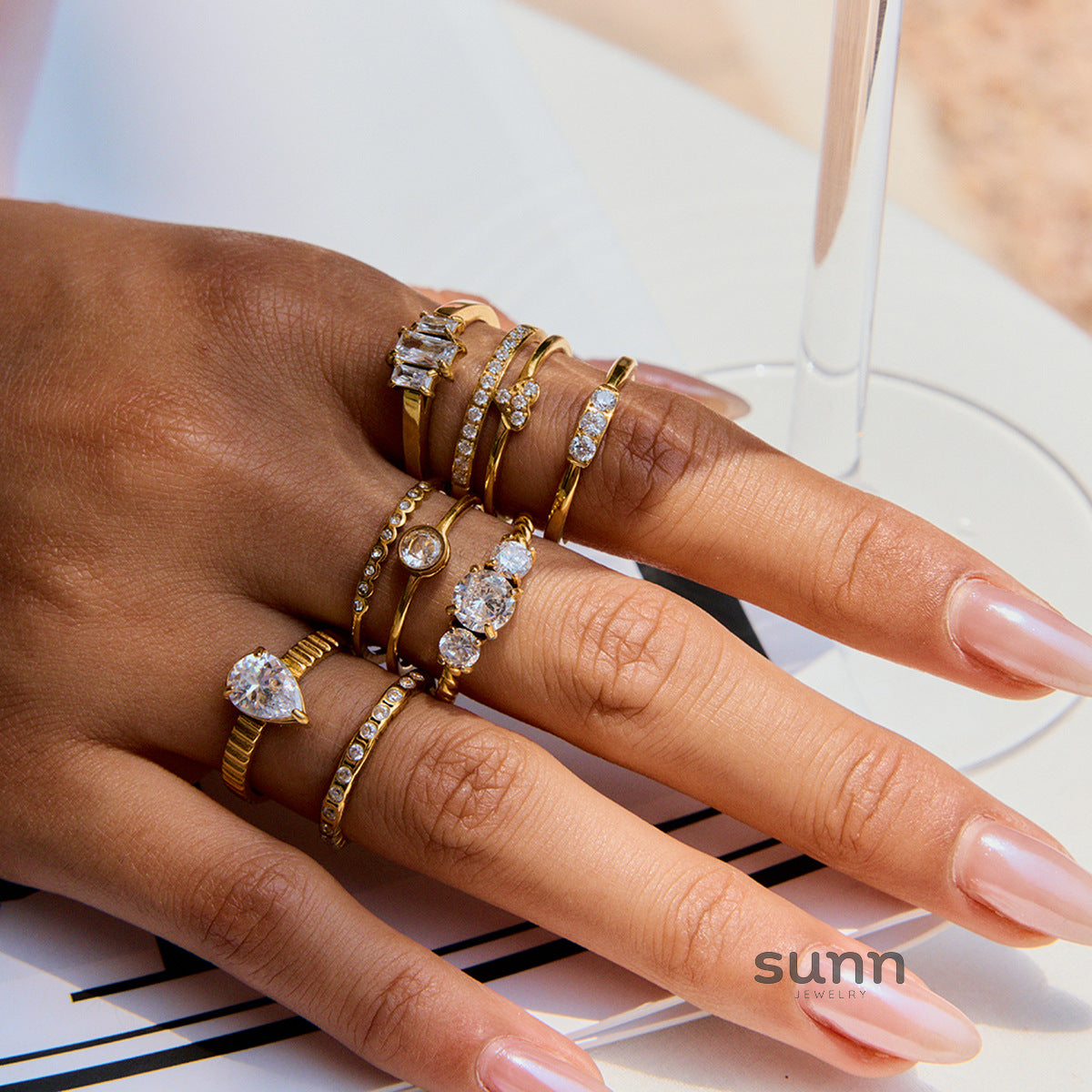 Damaris Zircon Stackable Rings [I3GJE29N]