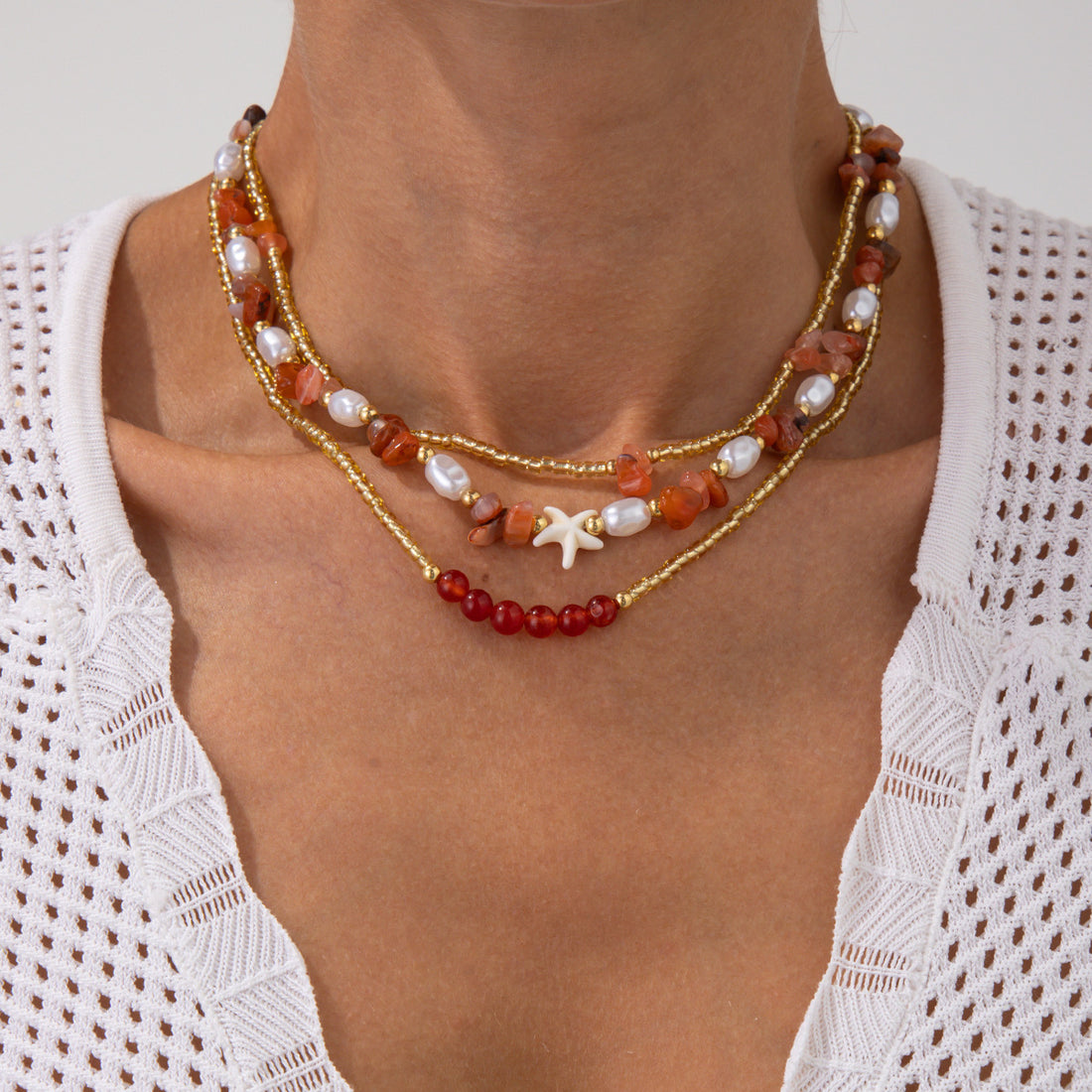 Danae Asymmetrical Pearl Bead Necklace [I0RNKP0J]
