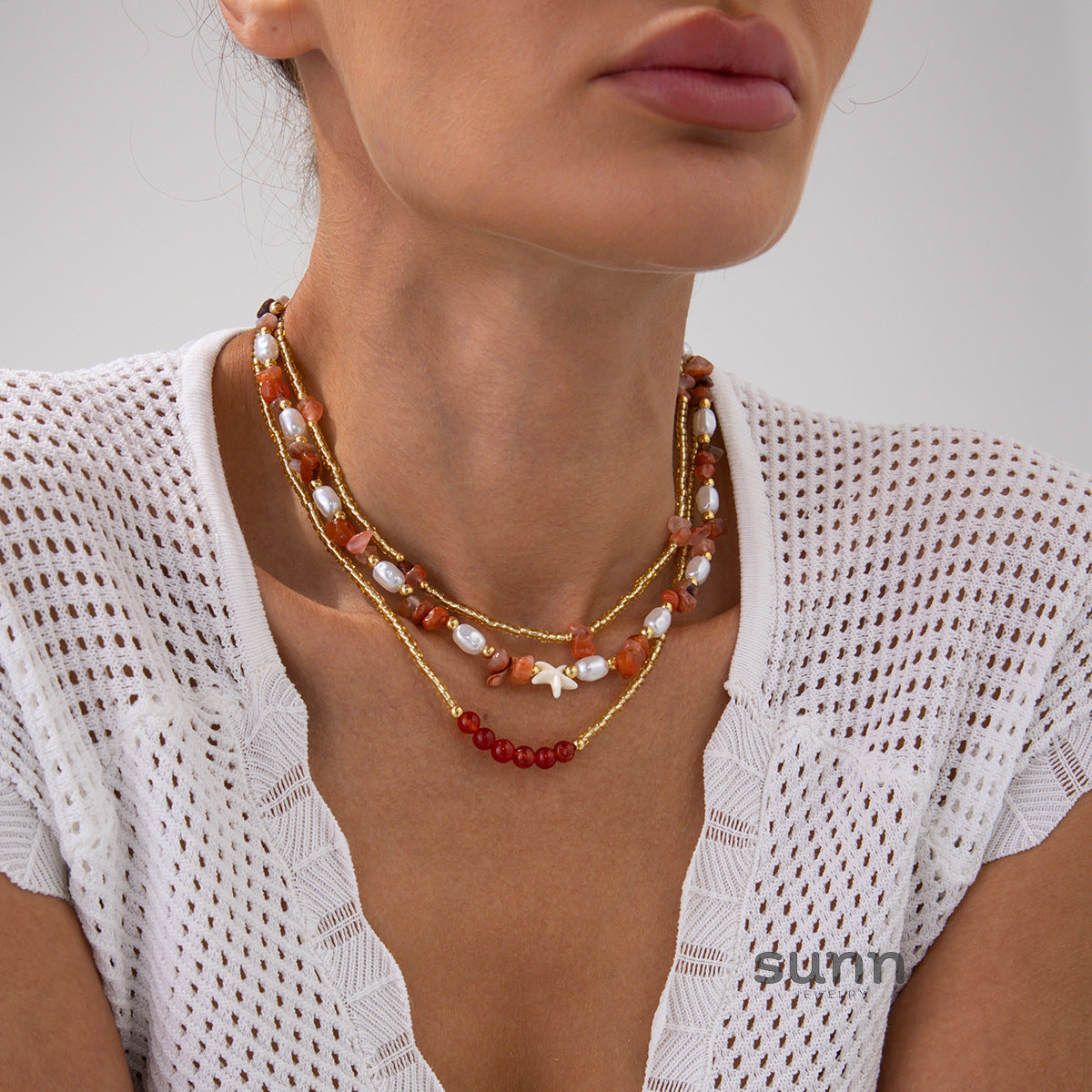 Danae Asymmetrical Pearl Bead Necklace [0NUXZBEM]