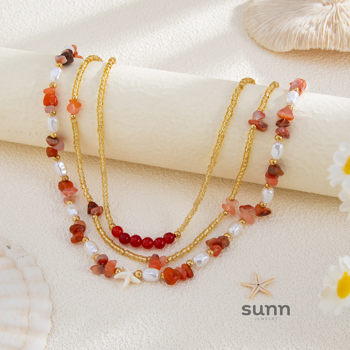 Danae Asymmetrical Pearl Bead Necklace [DQ8964WU]