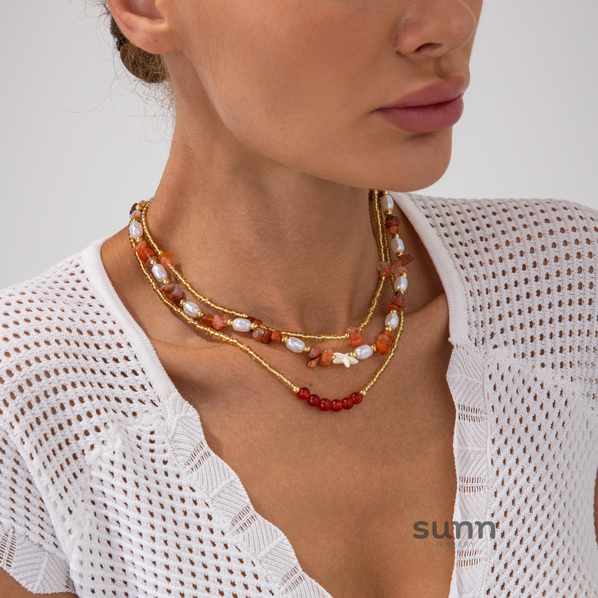Danae Asymmetrical Pearl Bead Necklace [QLM0VDXU]