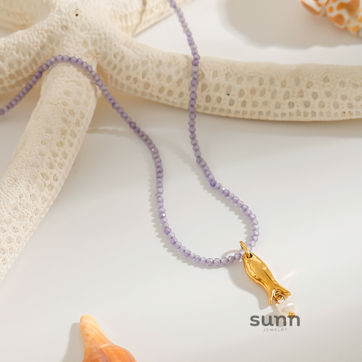 Danae Starfish Layered Necklace [33UGHGMM]