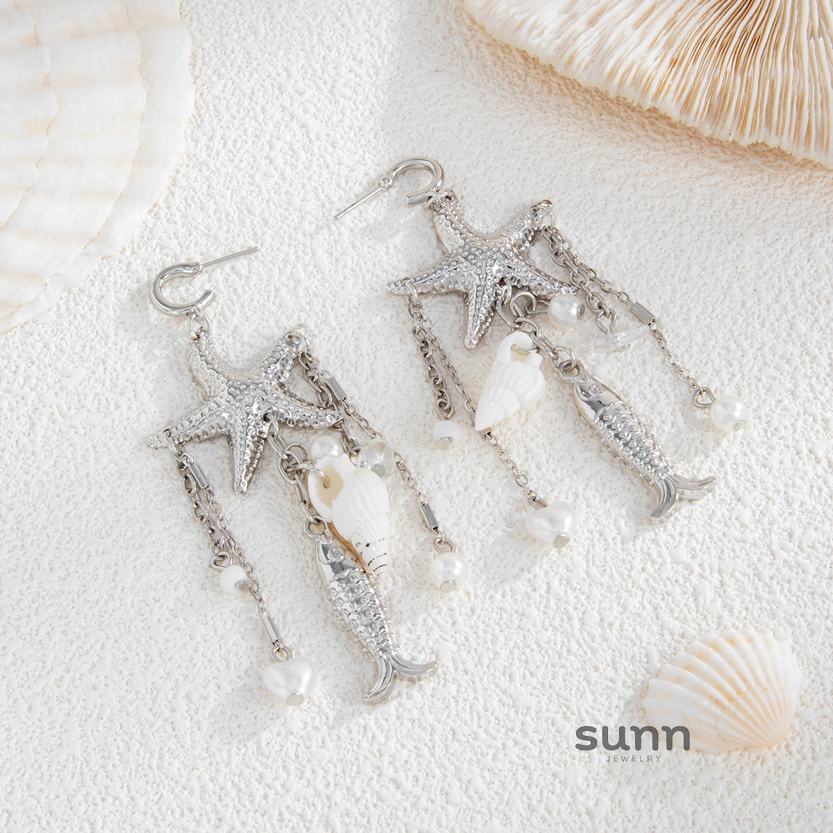 Danielle Ocean Pearl Dangle Earrings [21FHVP0E]