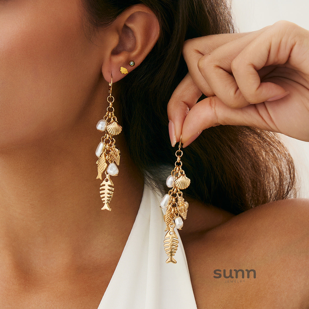 Danielle Ocean Pearl Dangle Earrings [FHZDEUQ3]