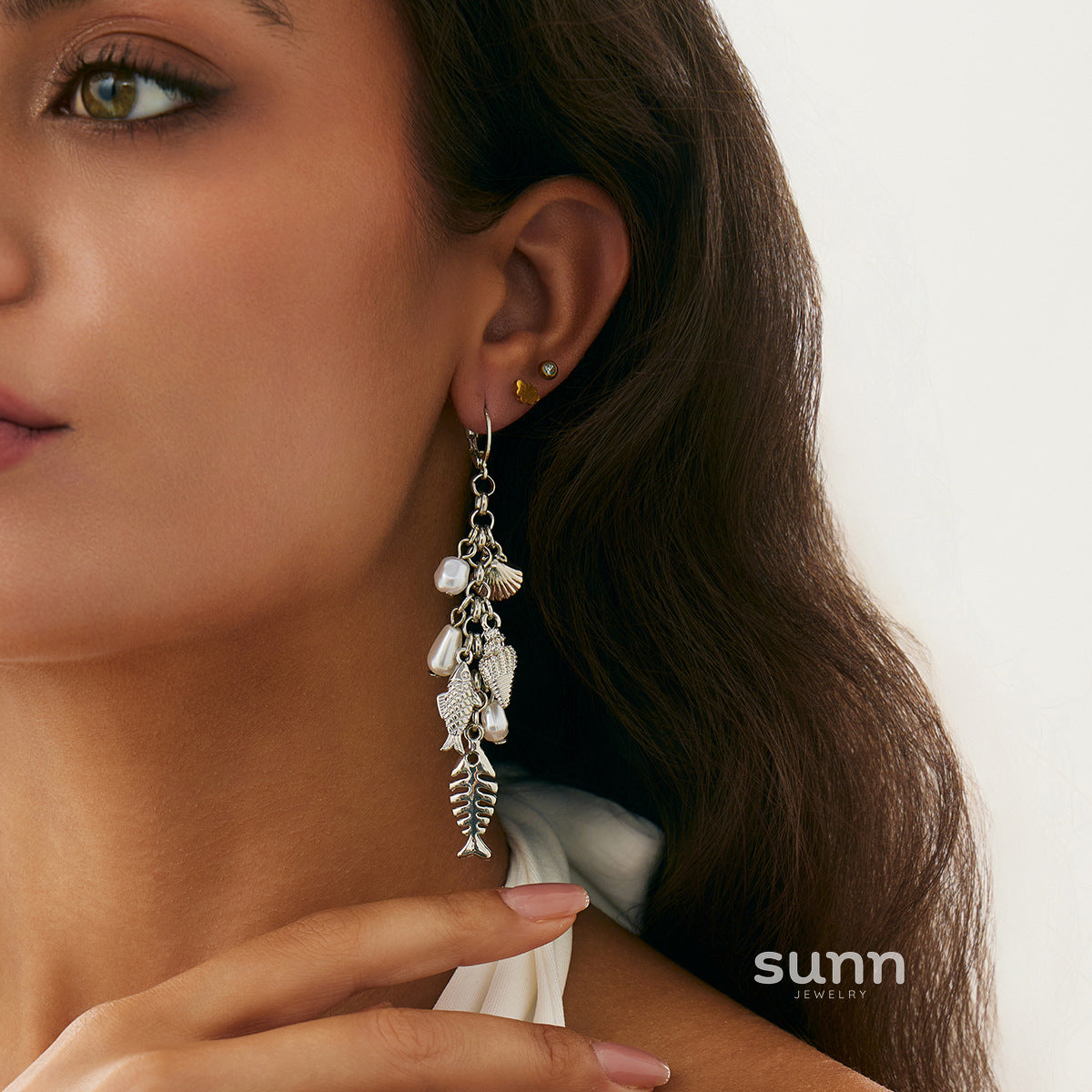 Danielle Ocean Pearl Dangle Earrings [S1LVSJN3]