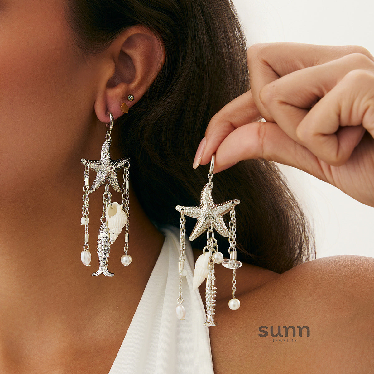 Danielle Ocean Pearl Dangle Earrings [FTIPC7EI]