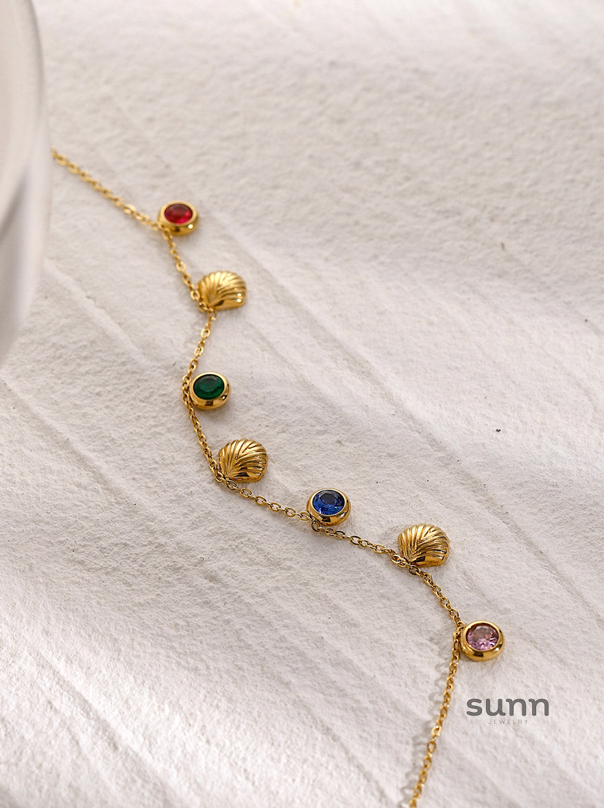 Danna Floral Gemstone Anklet [7JF2QX1E]
