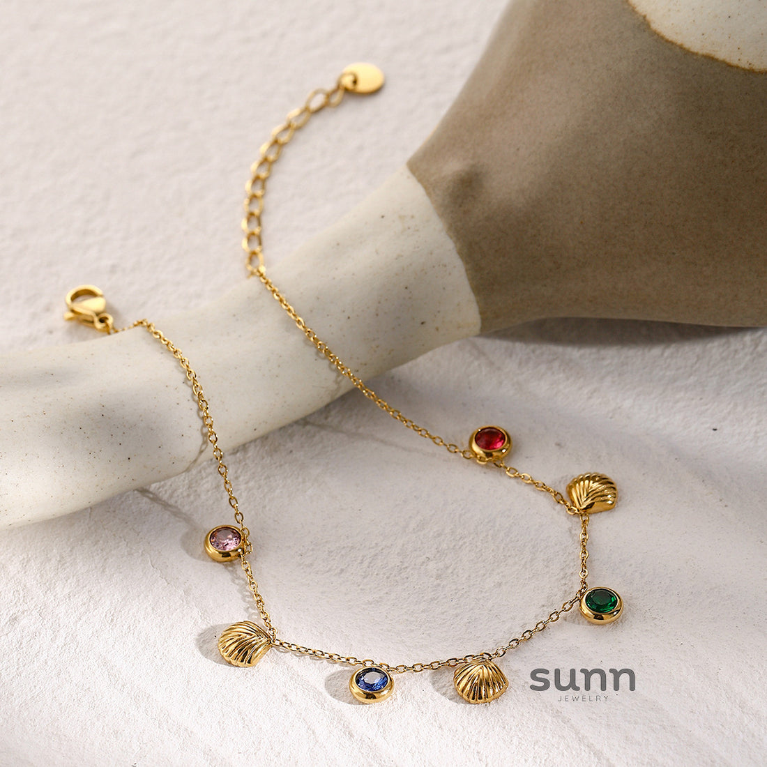 Danna Floral Gemstone Anklet [X63HK1XM]