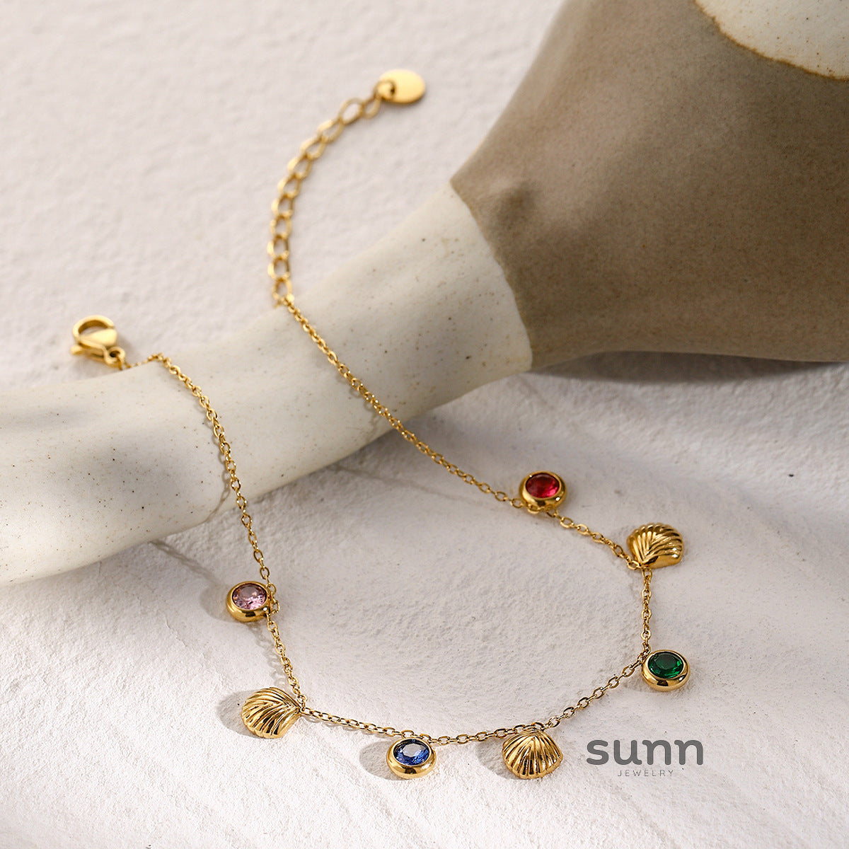 Danna Floral Gemstone Anklet [VQ0LVVXA]