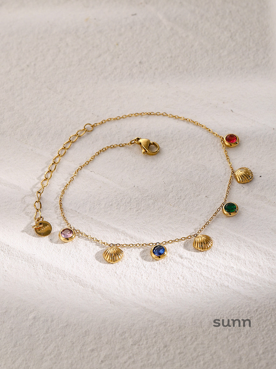 Danna Floral Gemstone Anklet [2UWNWMCS]