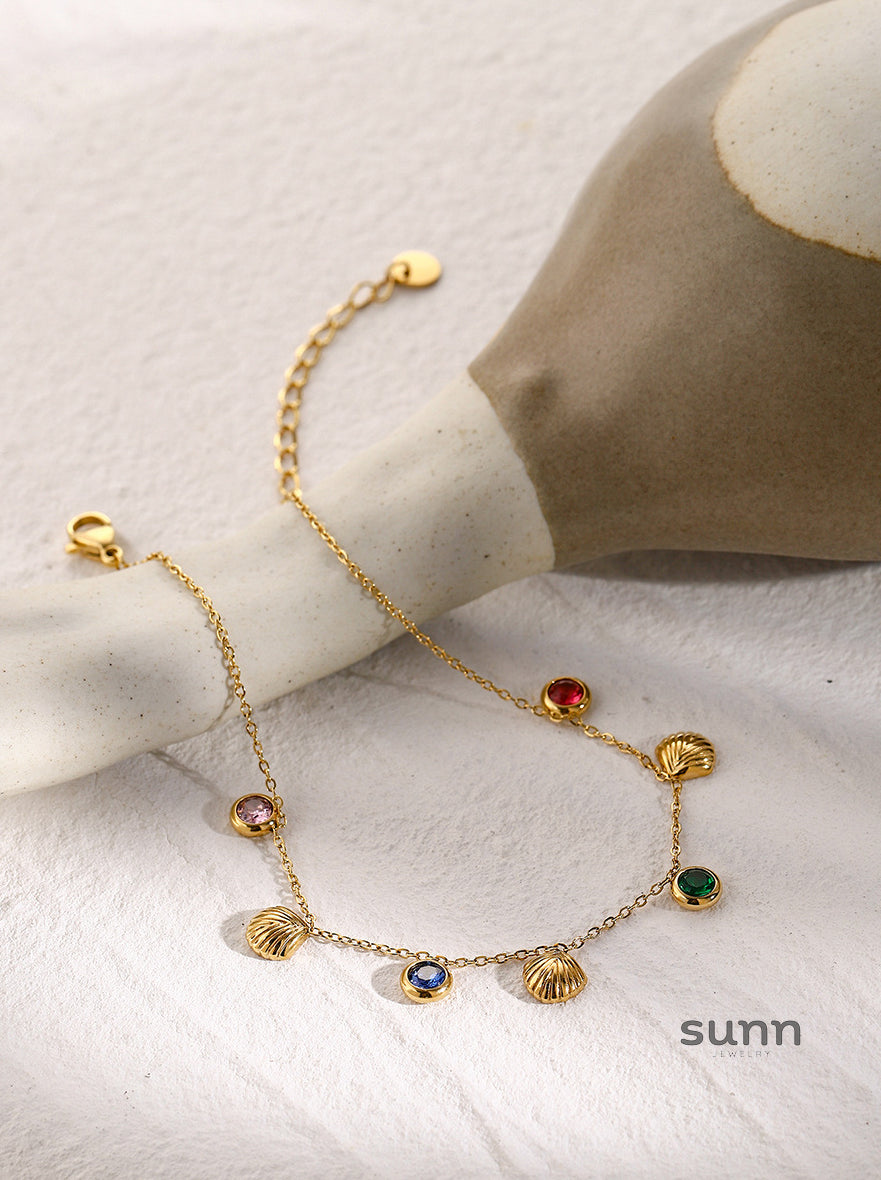 Danna Floral Gemstone Anklet [Z98VE5VF]