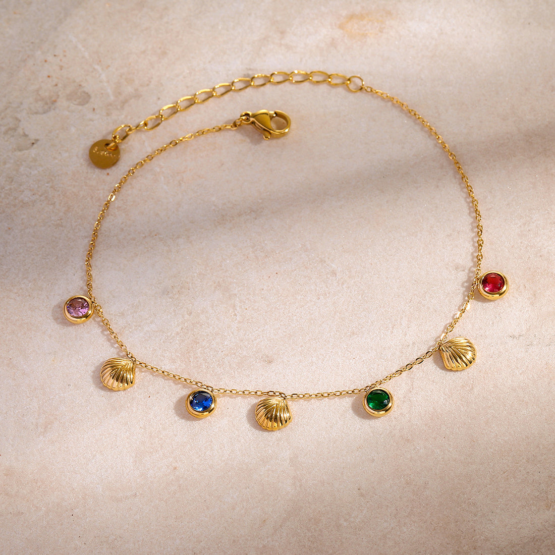 Danna Floral Gemstone Anklet [X63HK1XM]