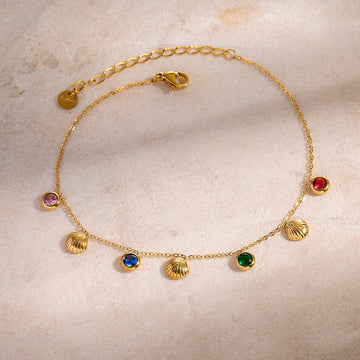 Danna Floral Gemstone Anklet [X63HK1XM]