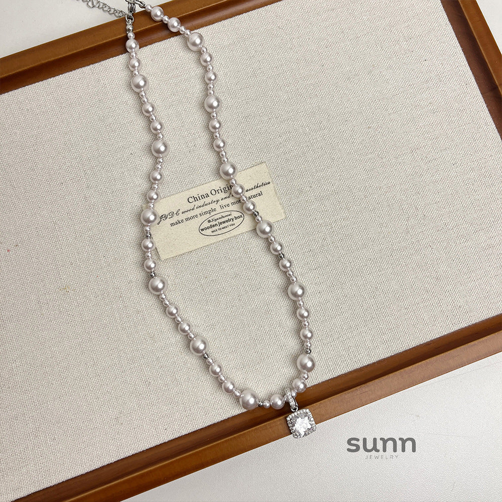 Dariana Sugar Cube Pearl Necklace [G39RAG3D]