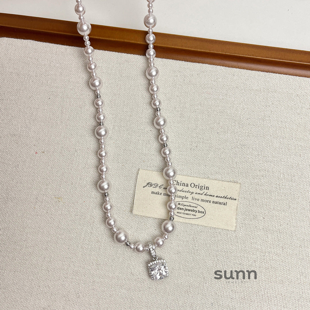 Dariana Sugar Cube Pearl Necklace [BK1RUCUT]