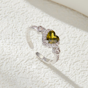 Dariela Olive Green Heart Ring [6FKS8G8F]