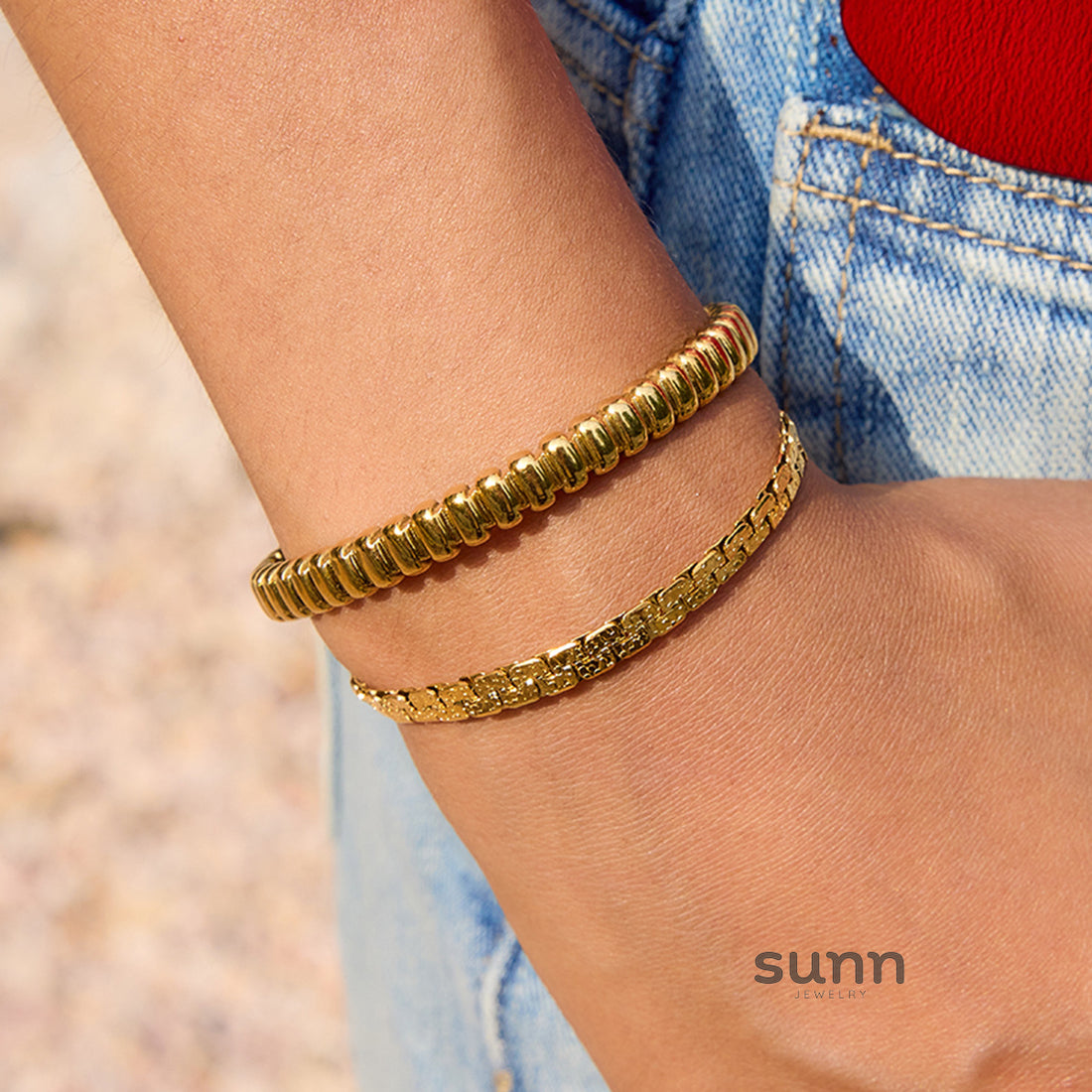 Davina Sand Gold Cuff Bracelet [I989AUE0]