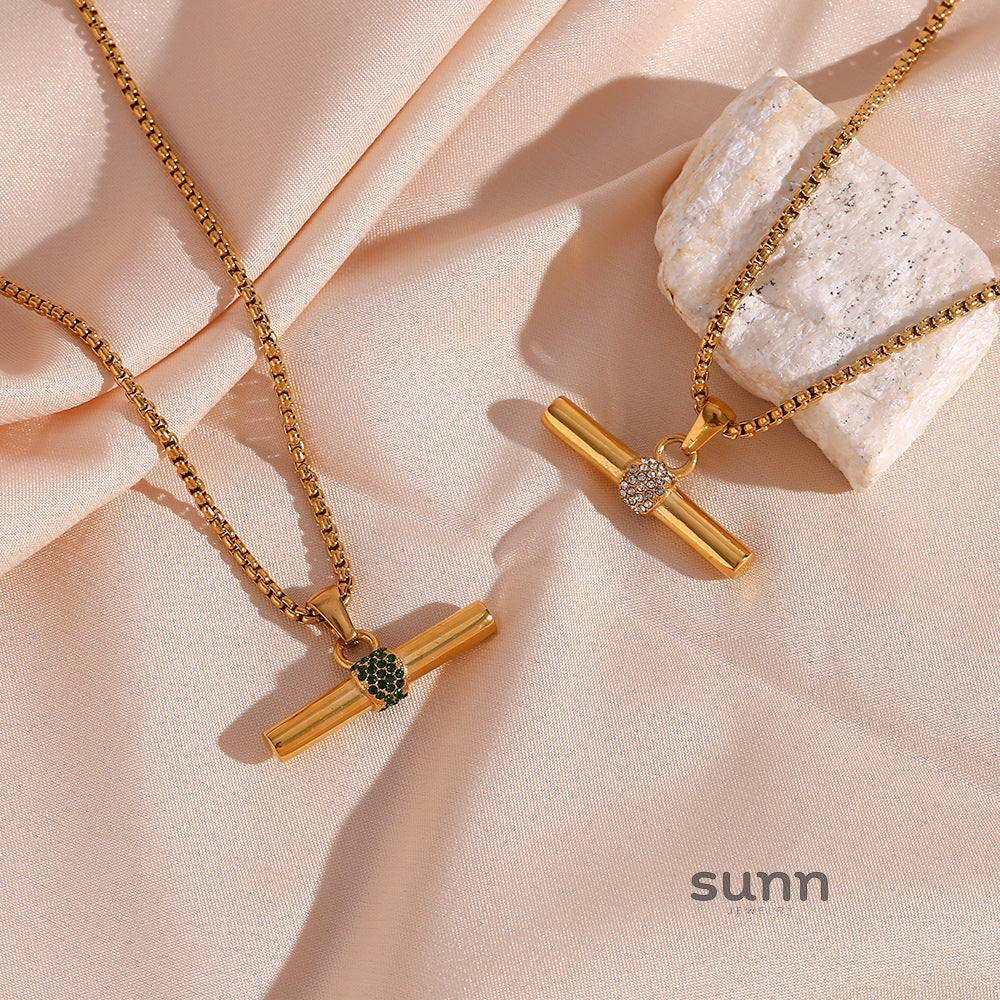 Davis Micro T-Bar Necklace [11XJP15N]