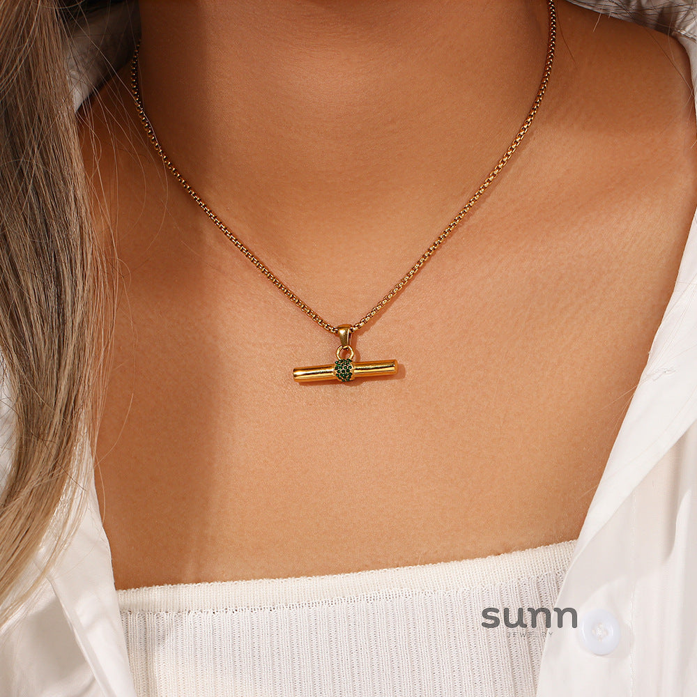 Davis Micro T-Bar Necklace [YTTP661W]