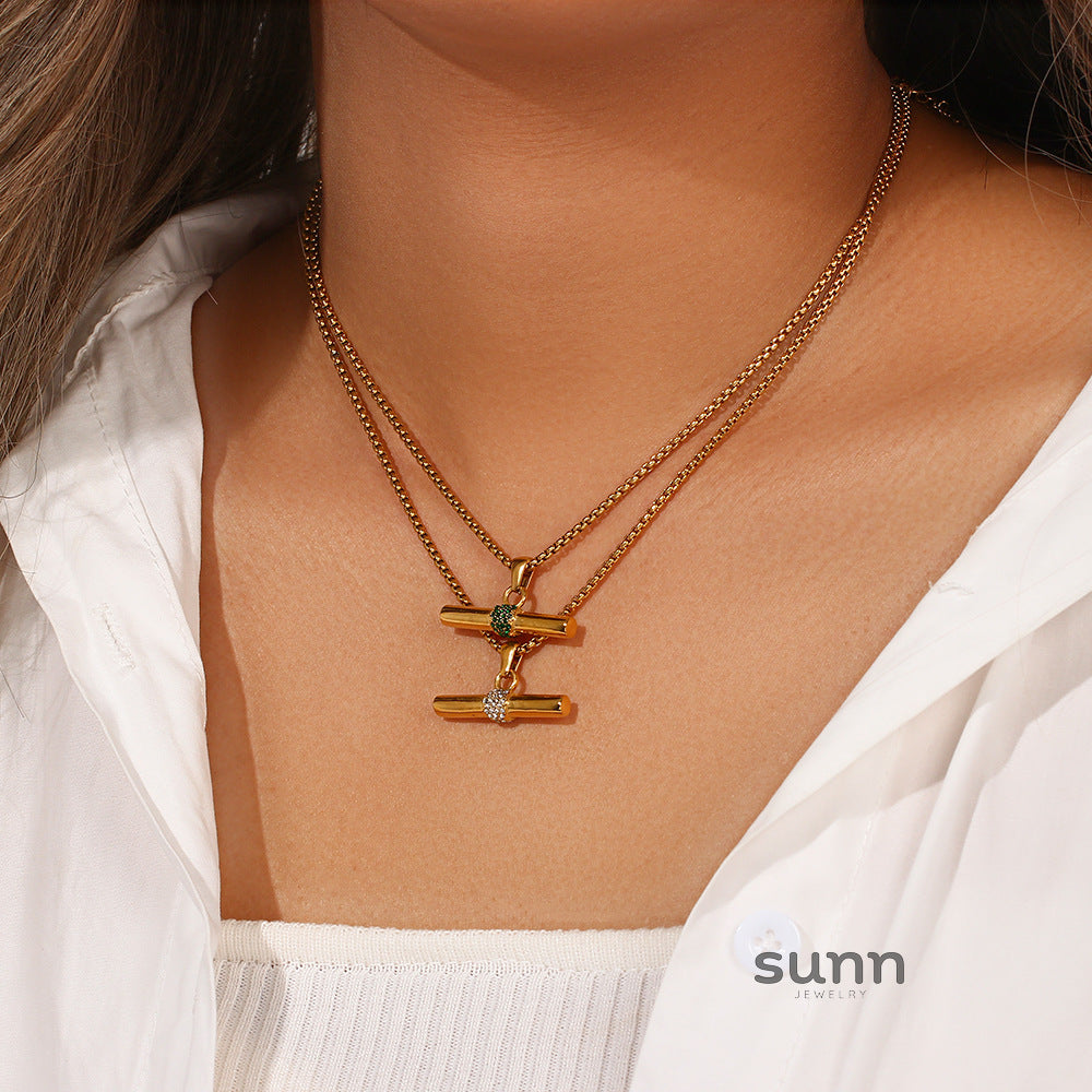 Davis Micro T-Bar Necklace [RXKTWHQI]