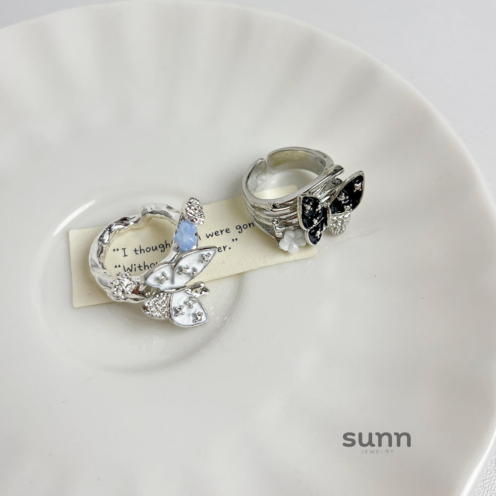 Dayanna Butterfly Diamond Open Ring [LYUN2FYH]