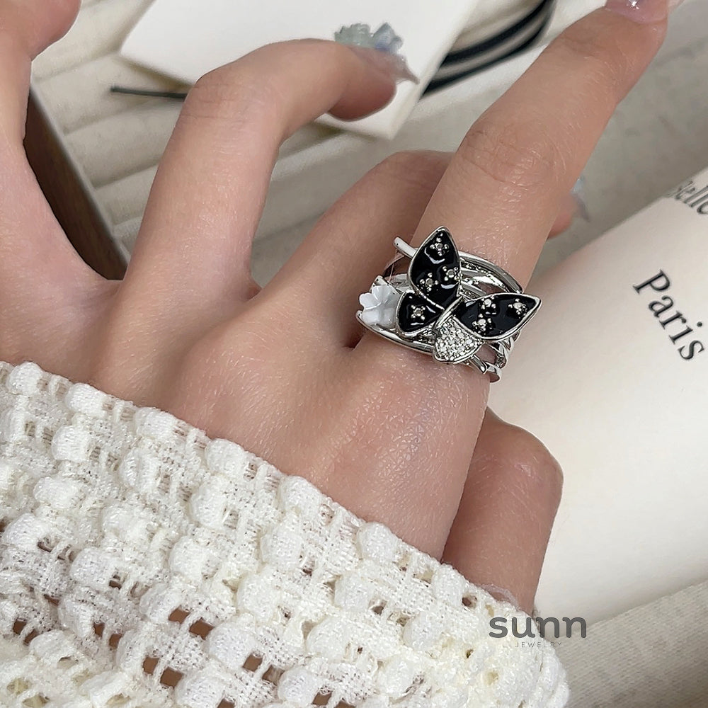 Dayanna Butterfly Diamond Open Ring [KMXURH6S]