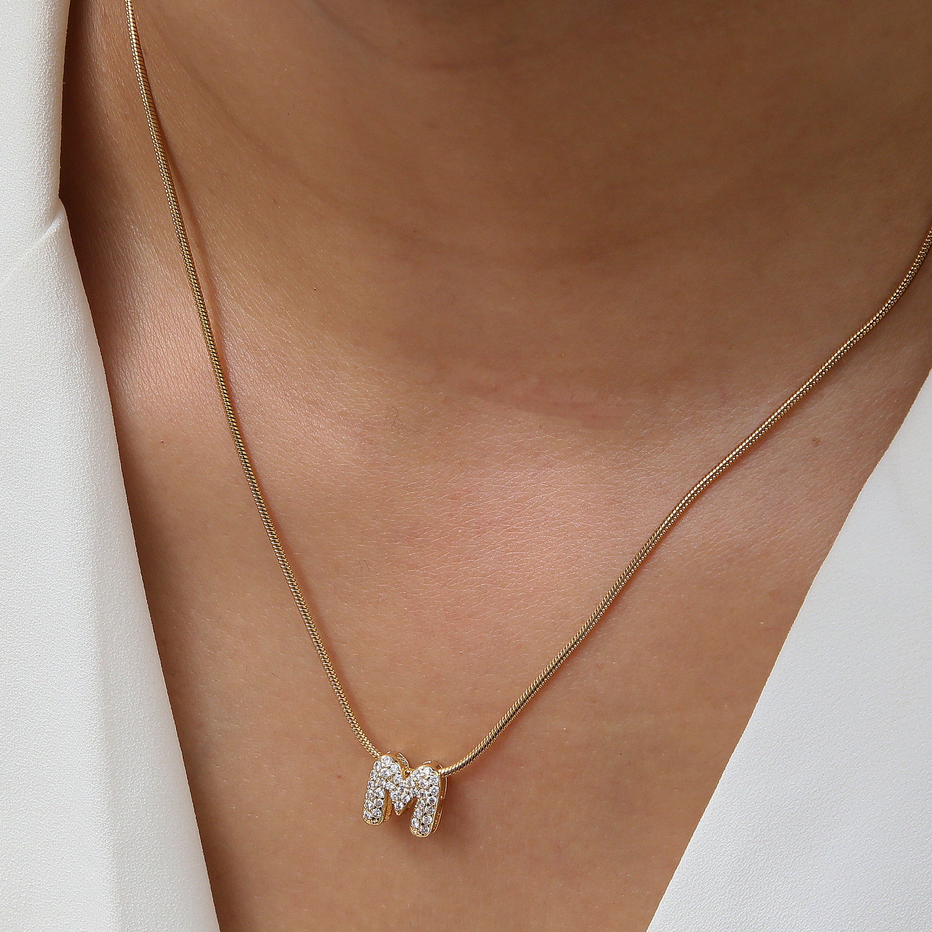 Deborah Initial Snake Necklace [UNJ51BEV]