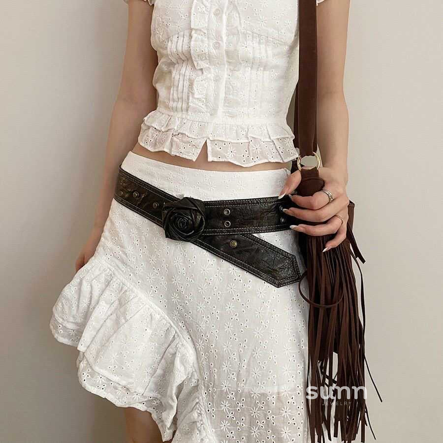 Defne Distressed Rose Belt [PQRRBPFR]