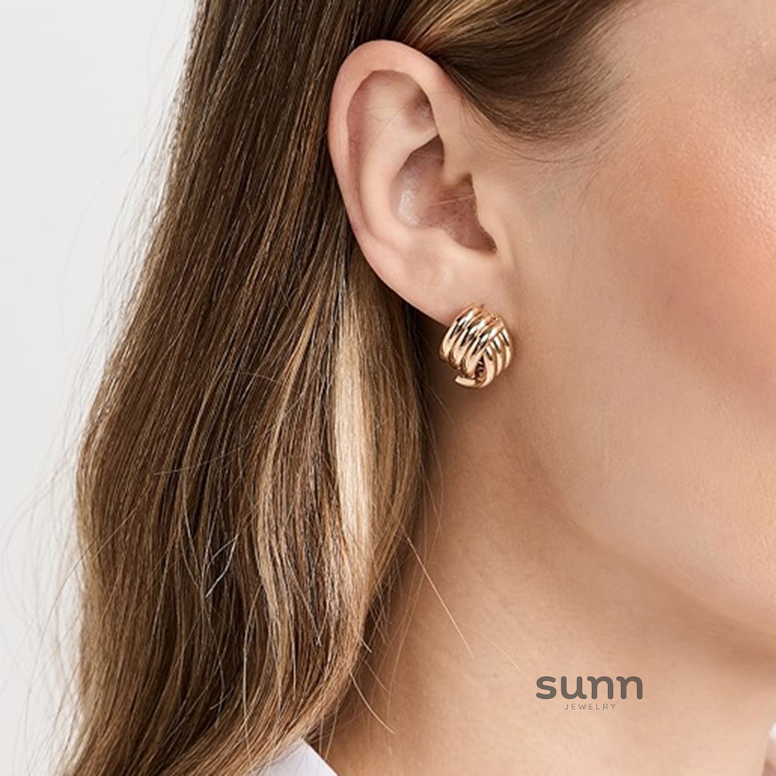 Denim Geometric Drop Earrings [X1DEA2Z5]