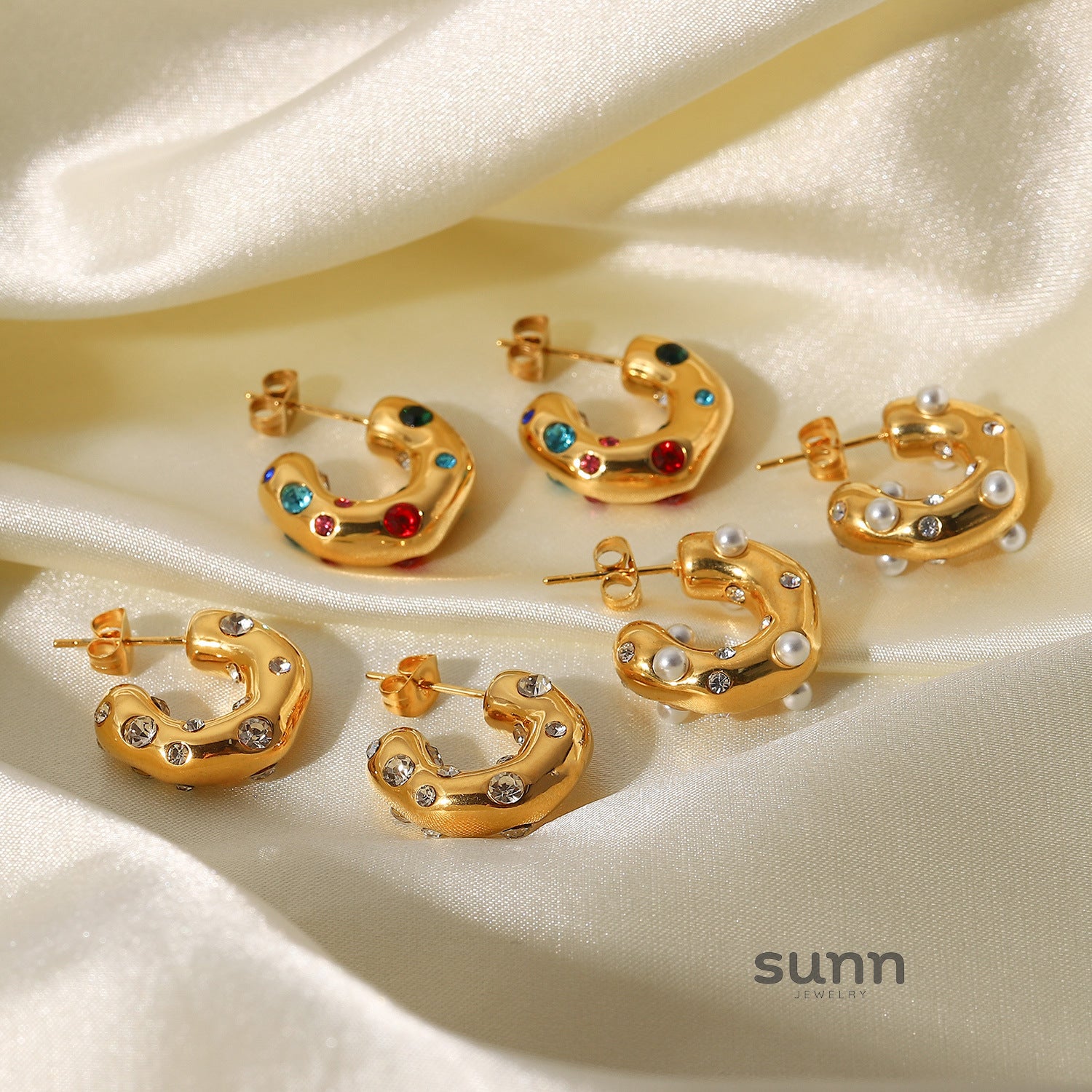 Destiney Irregular Pearl C-Hoop Earrings [H9Q5700J]
