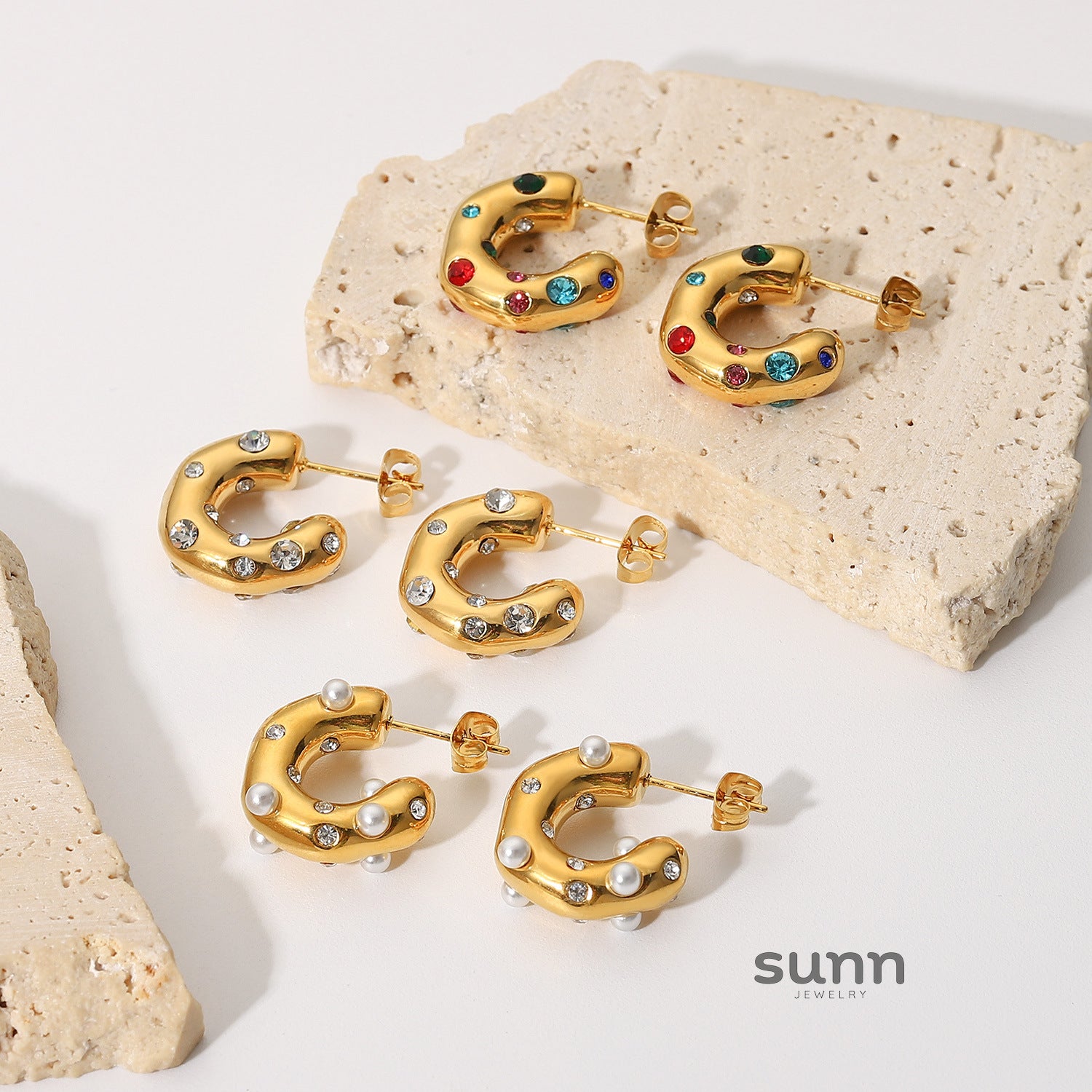 Destiney Irregular Pearl C-Hoop Earrings [F8J268LI]