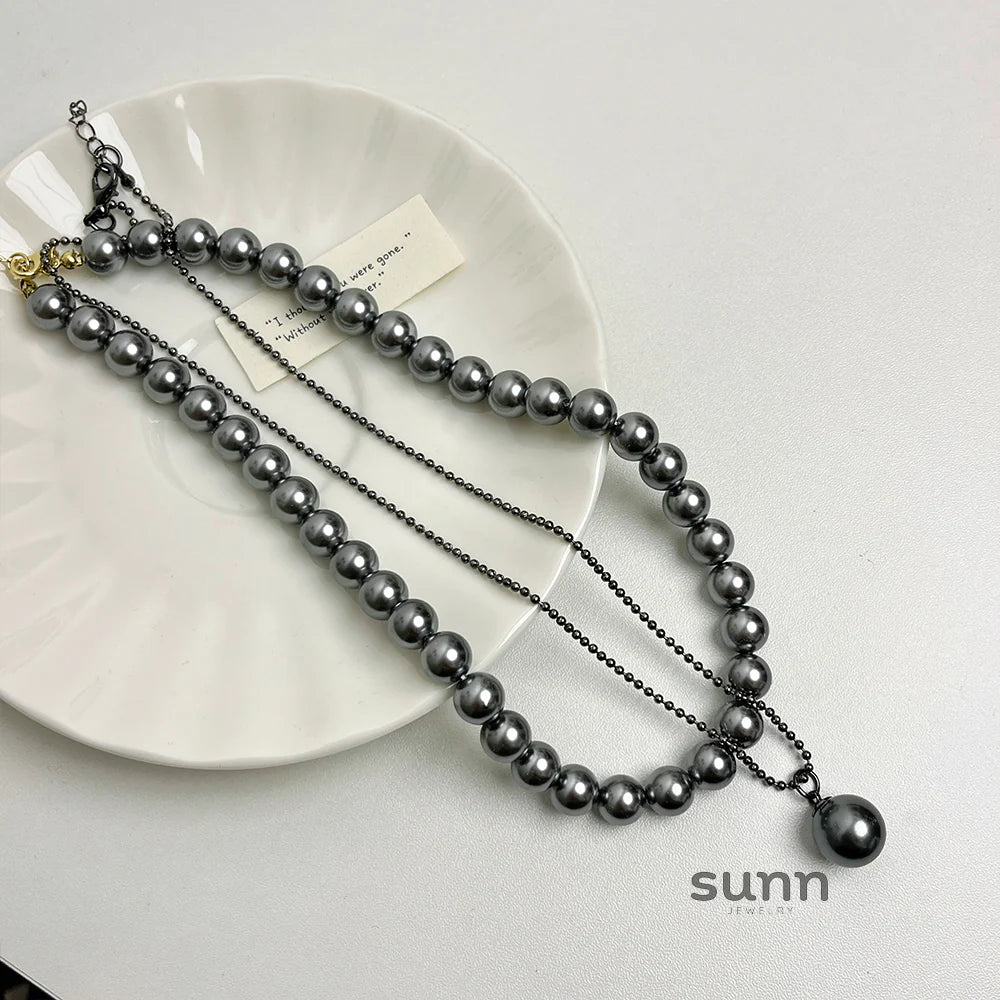 Devon Black Tahitian Pearl Necklace