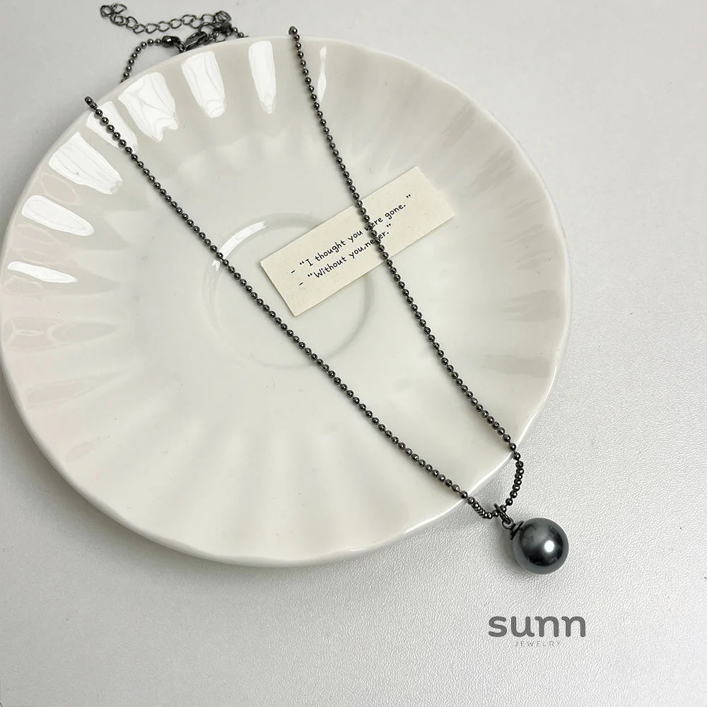 Devon Black Tahitian Pearl Necklace