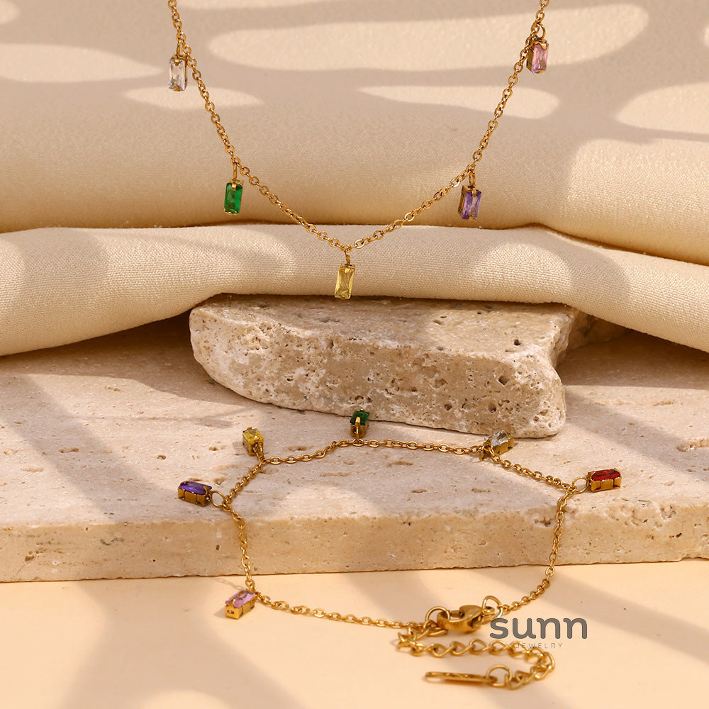 Devorah Square Zircon Necklace [KOSW98LU]