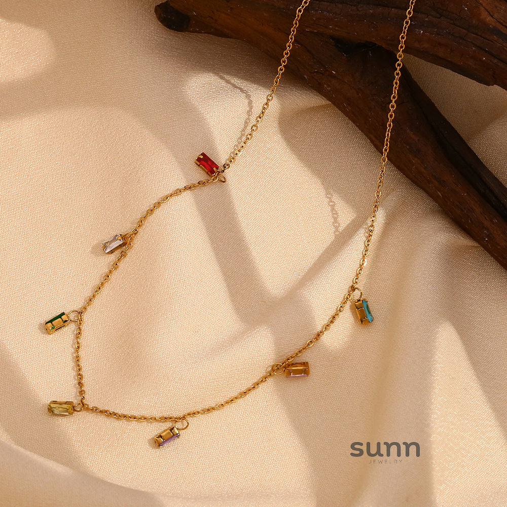 Devorah Square Zircon Necklace [6CB2HHRO]