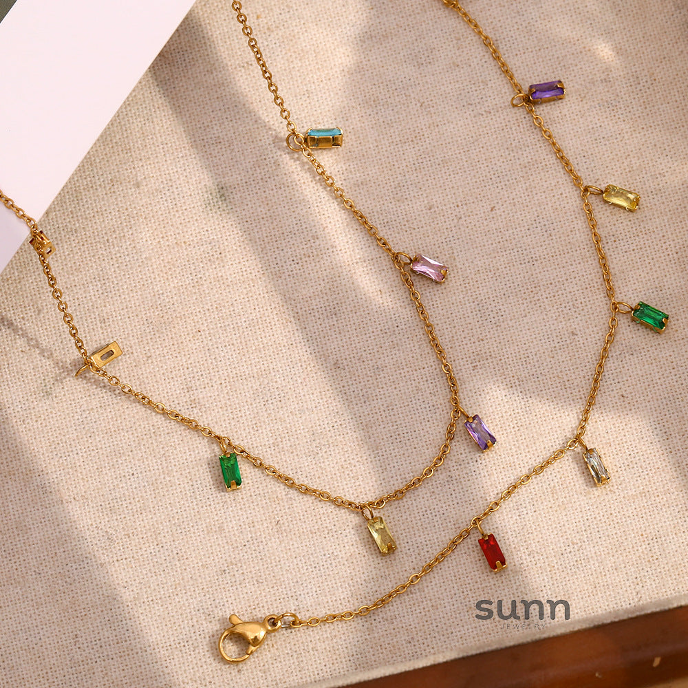 Devorah Square Zircon Necklace [WRIOA3GB]