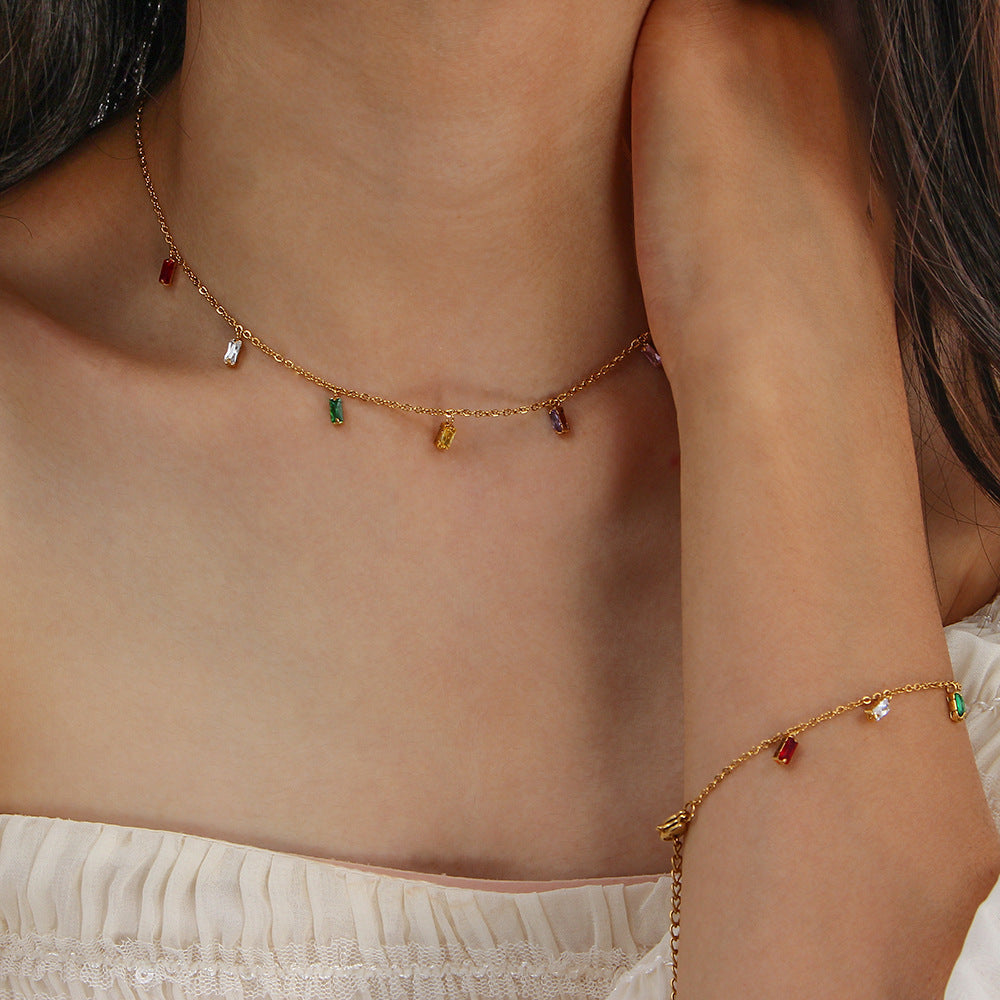 Devorah Square Zircon Necklace [J8YJ38Z7]