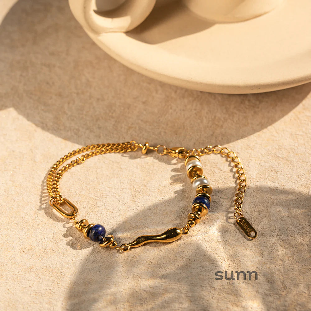 Diala Pearl Lapis Bracelet