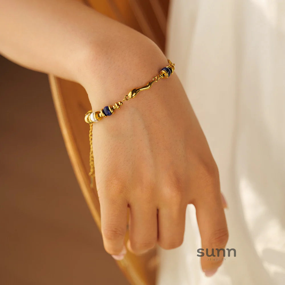 Diala Pearl Lapis Bracelet