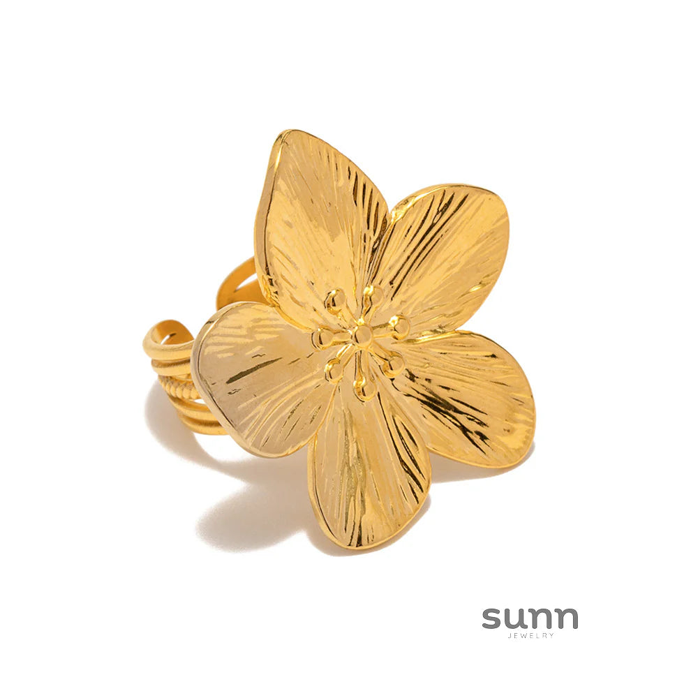 Diem Gold Floral Open Ring