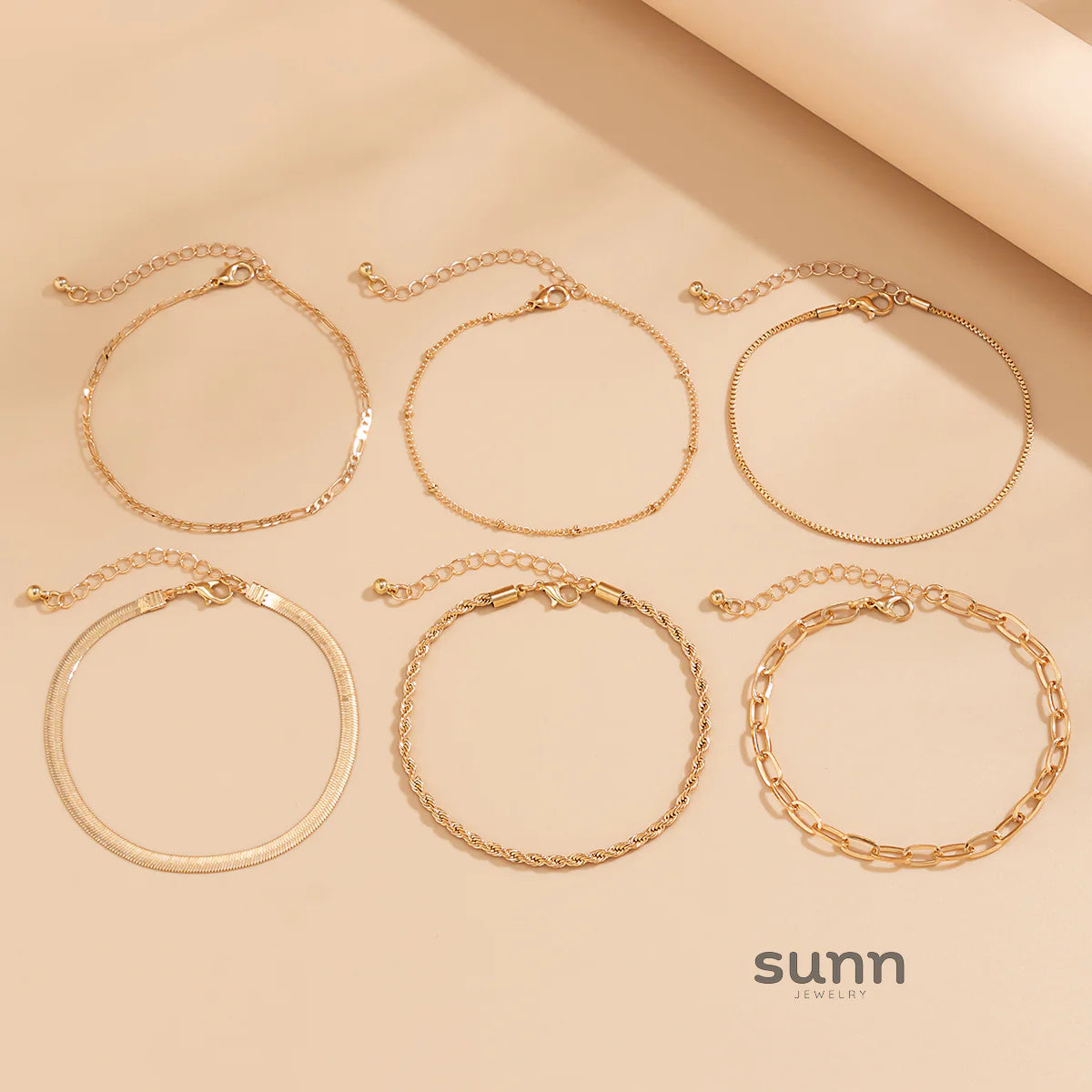 Dillon Twisted Chain Anklet Set