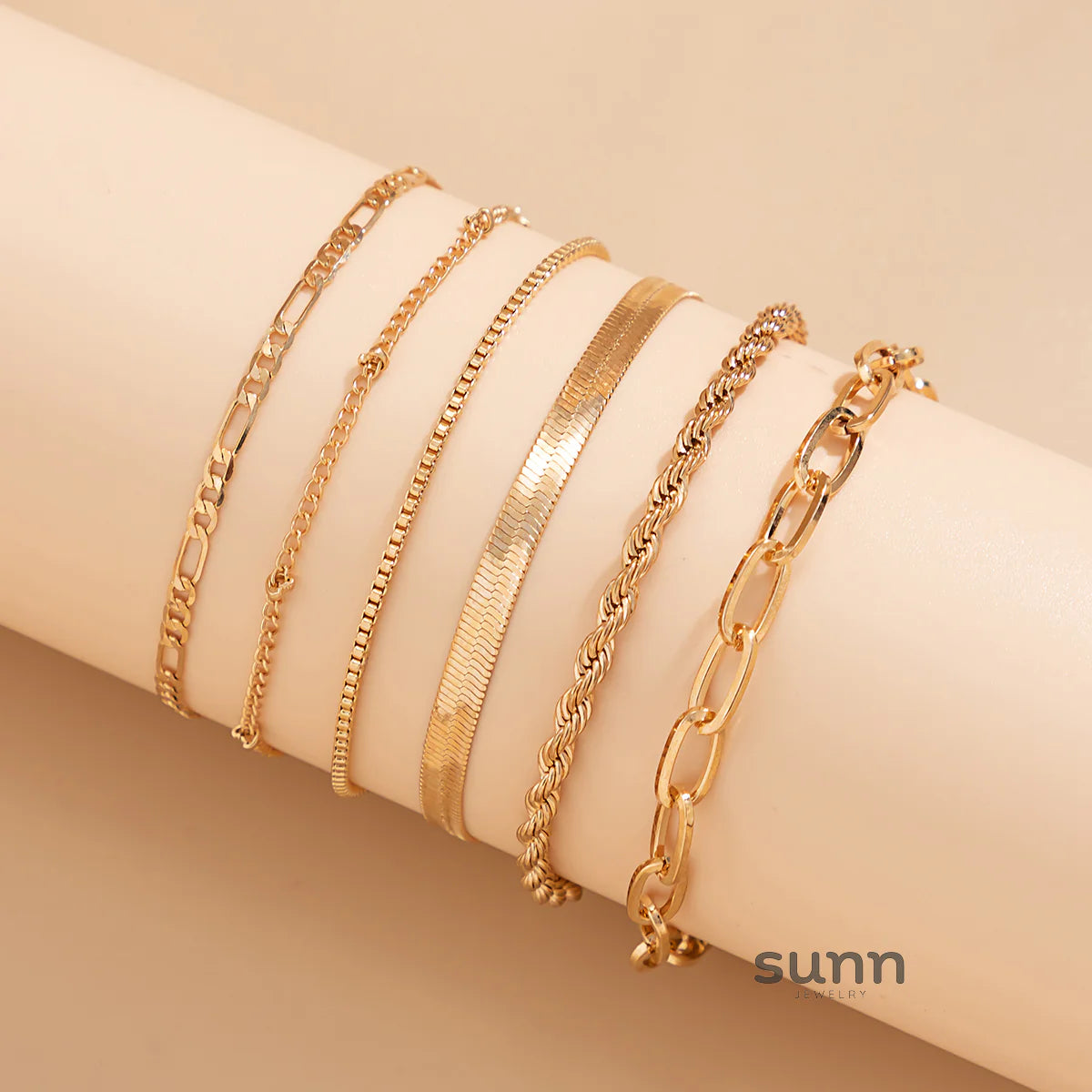 Dillon Twisted Chain Anklet Set