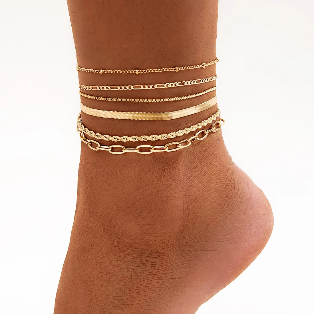 Dillon Twisted Chain Anklet Set