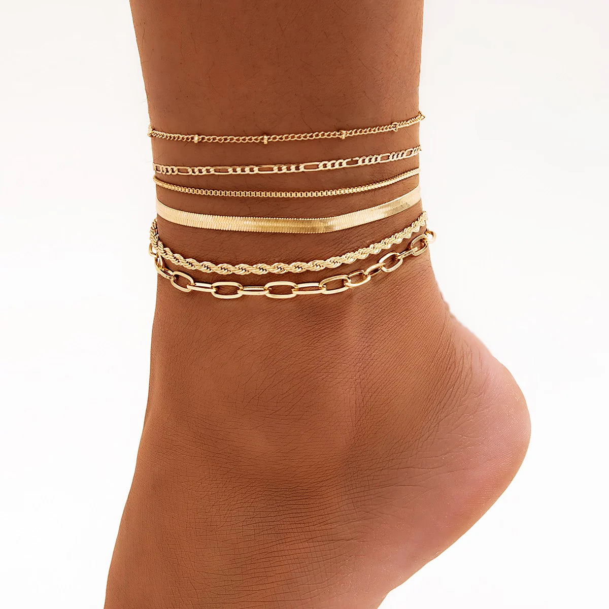 Dillon Twisted Chain Anklet Set