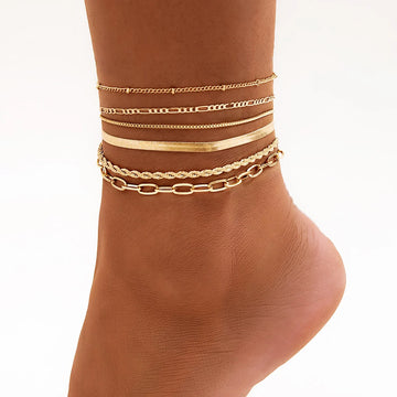 Dillon Twisted Chain Anklet Set