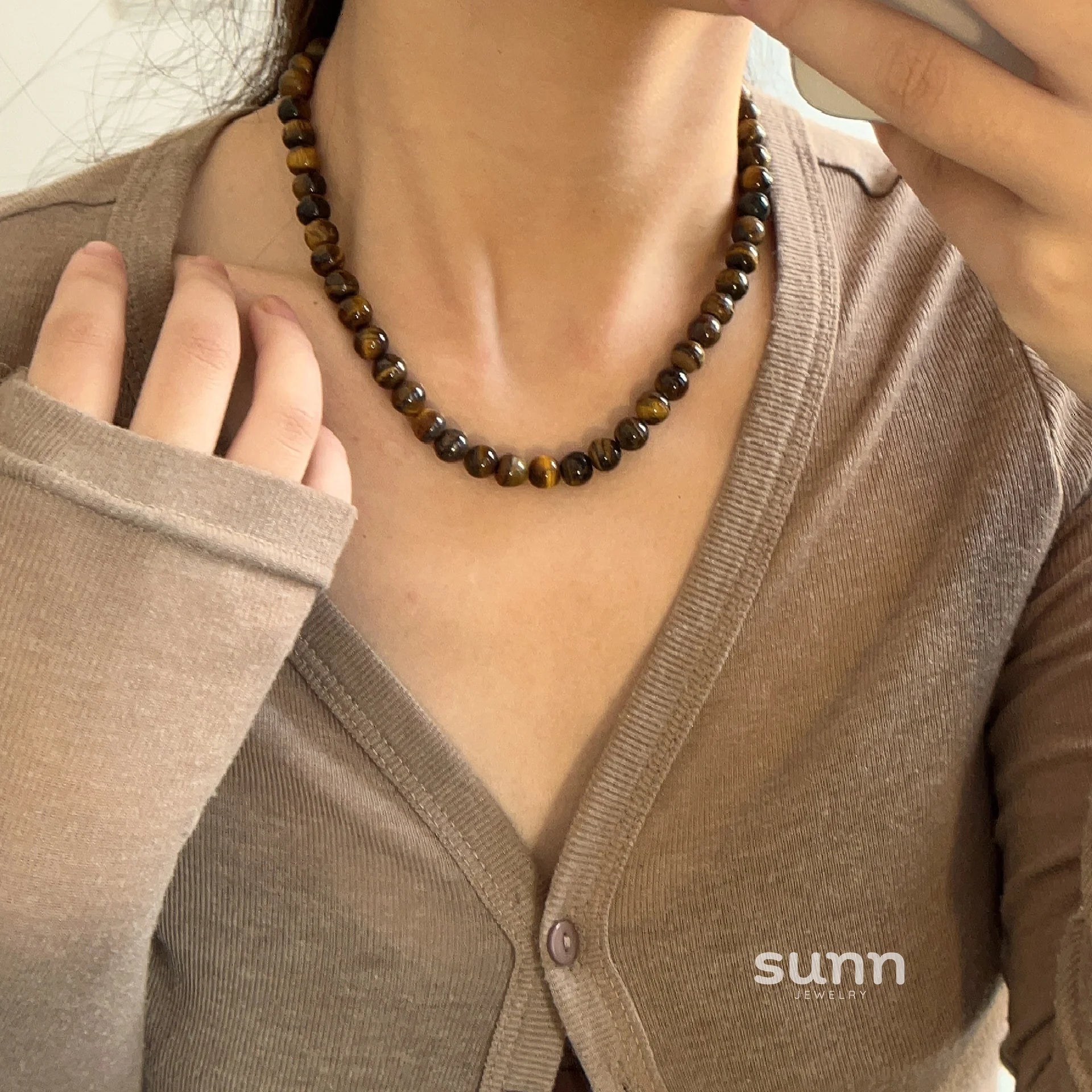 Domenica Tiger Eye Beaded Necklace