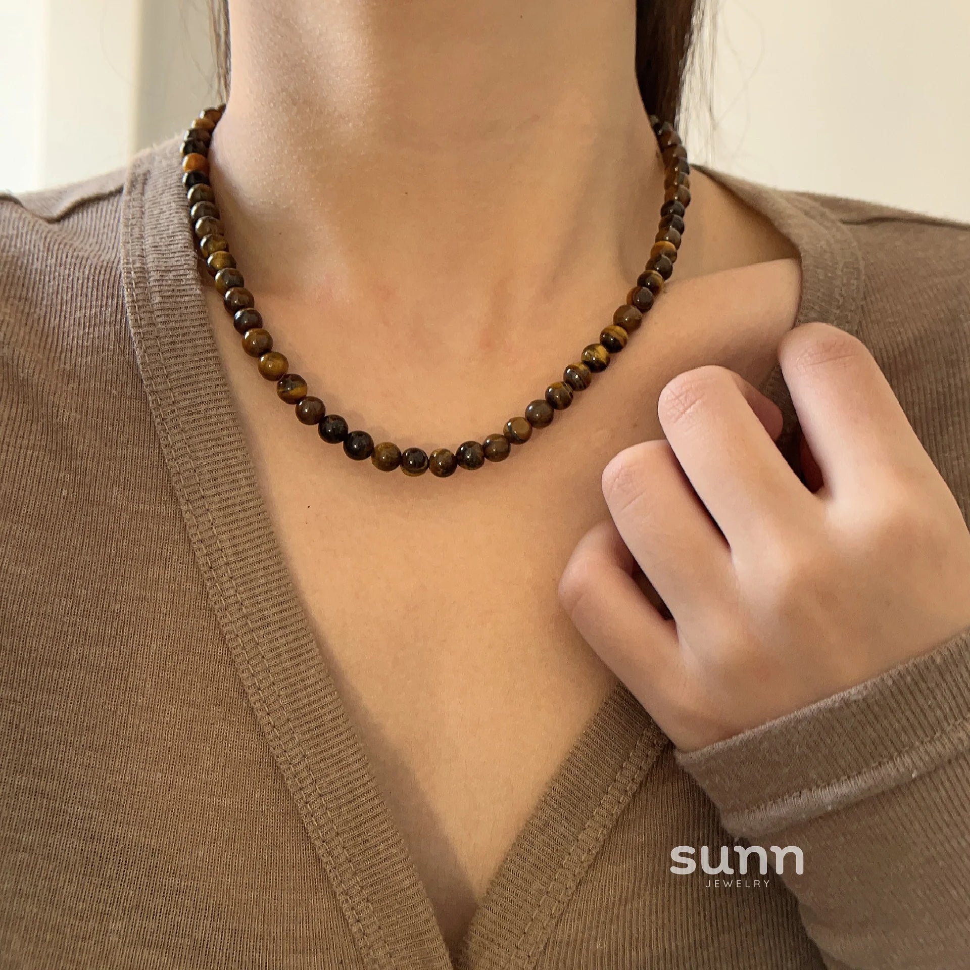 Domenica Tiger Eye Beaded Necklace