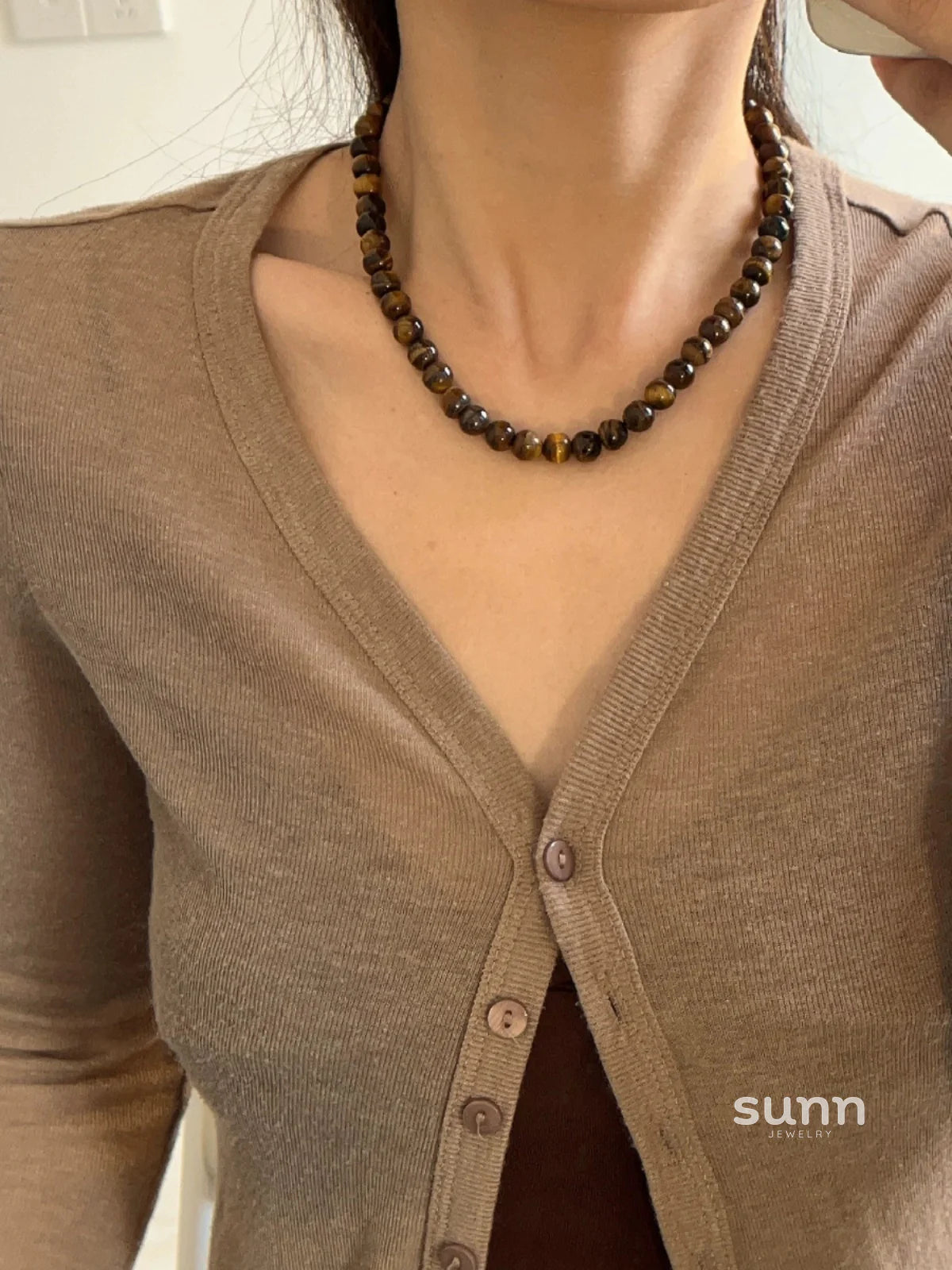 Domenica Tiger Eye Beaded Necklace