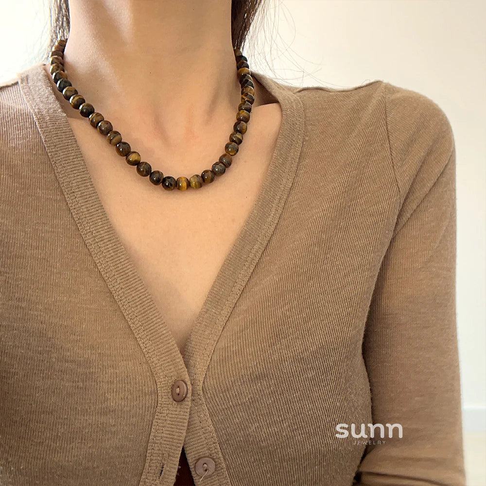 Domenica Tiger Eye Beaded Necklace